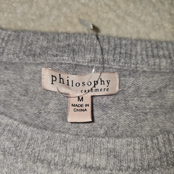 Philosophy 100% Cashmere Gray Sweater with Pink LOVE Design - Picture 2 of 4